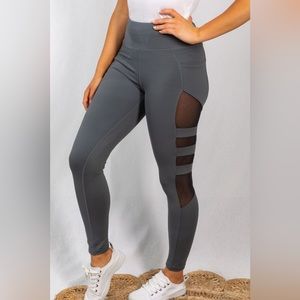 Dark Grey Mesh Panel Leggings